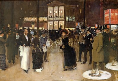 El Bulevar de Noche, frente al Teatro des Varietes, c.1883 de Jean Beraud